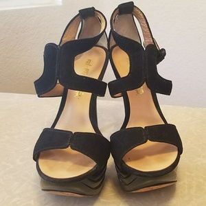 Black L.A.M.B. Platform Suede Heels 8M